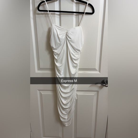 Express white ruched midi dress - Picture 1 of 2